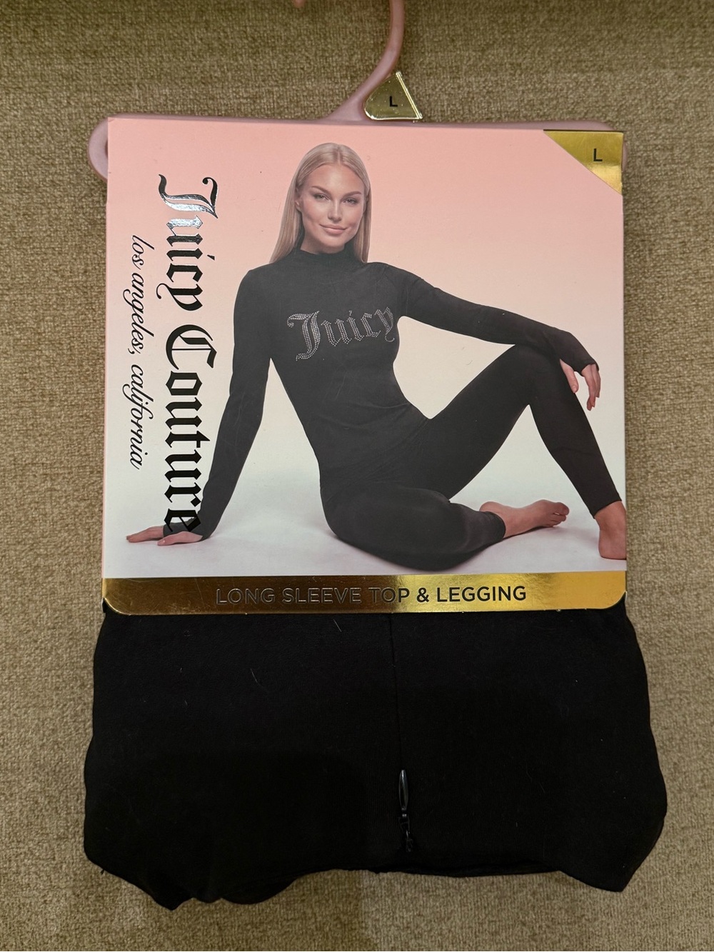 Juicy Couture Long Sleeve Top and Legging Rhinestone Black Set Size Large NWT
